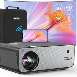 Upgraded Tkisko Mini Projector 1080P WiFi Movie Wireless Portable Projector